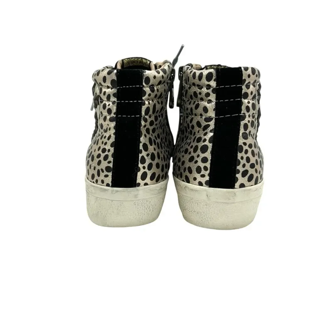 Vintage Havana Mixed-Media High Top Sneakers Size 8 Leopard Black Gold Studded